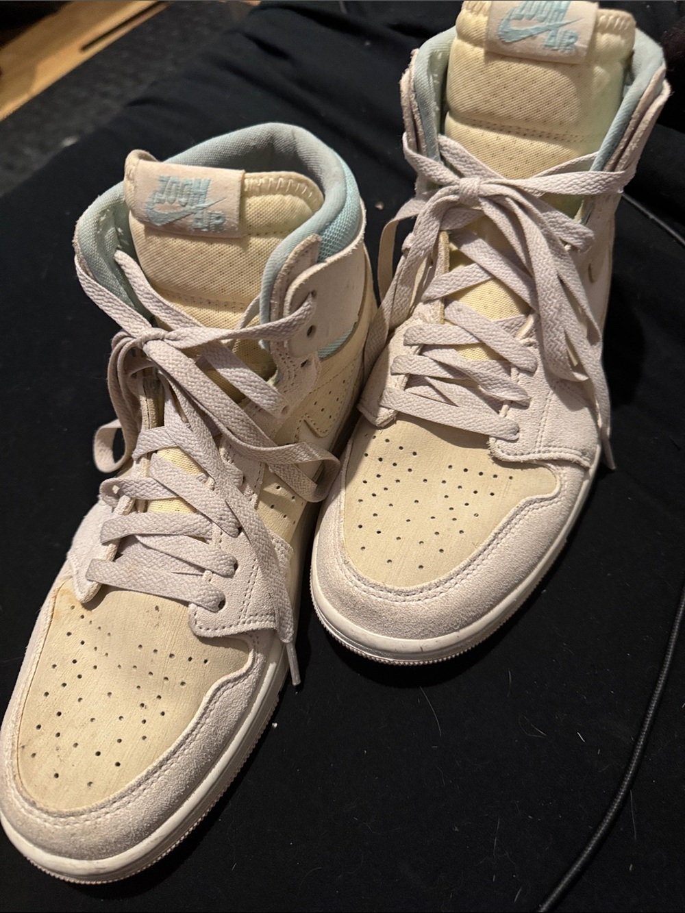 Nike Women’s High-Top Sneakers in Cream with Light Blue Accents - Picture 7 of 7